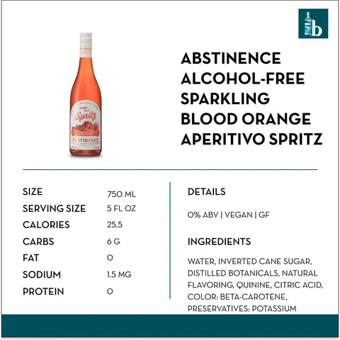 Abstinence Alcohol-Free Sparkling Blood Orange Aperitivo Spritz - bardelia