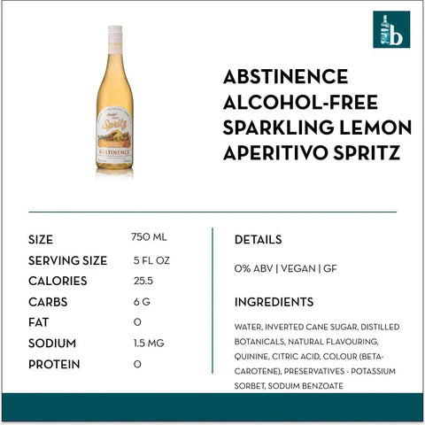 Abstinence Alcohol-Free Sparkling Lemon Aperitivo Spritz - bardelia