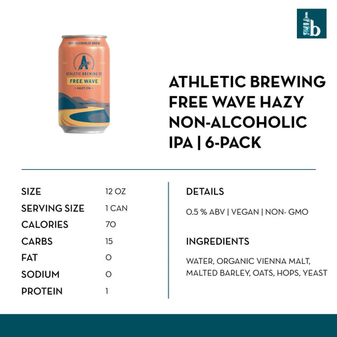 Athletic Brewing Free Wave Hazy Non-Alcoholic IPA (6 pack) - bardelia
