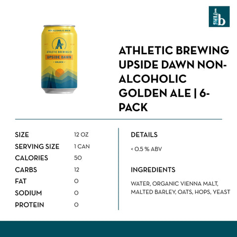 Athletic Brewing Upside Dawn Non-Alcoholic Golden Ale (6 pack) - bardelia