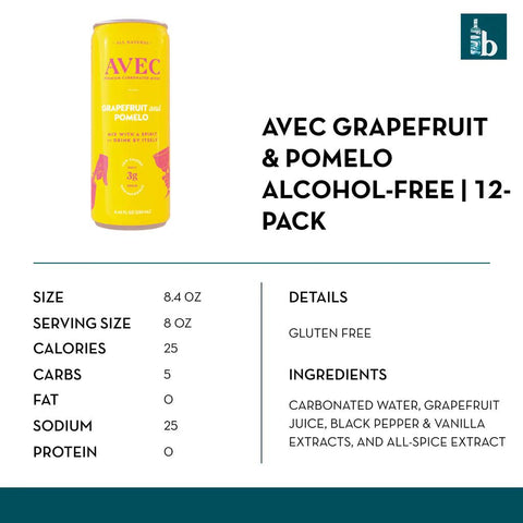 AVEC Grapefruit & Pomelo Non-Alcoholic Sparkling Beverage - bardelia