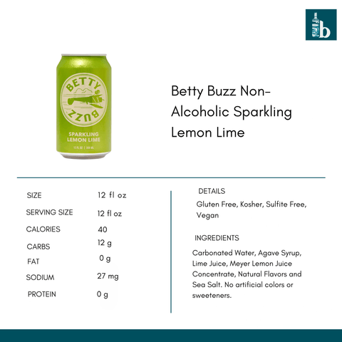 Betty Buzz Non-Alcoholic Sparkling Lemon Lime - bardelia