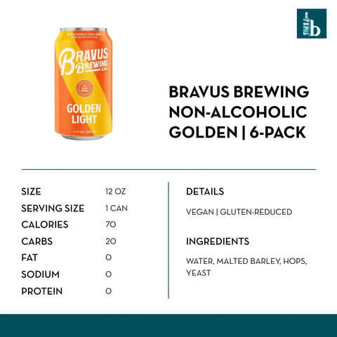 Bravus Brewing Non-Alcoholic Golden (6 pack) - bardelia