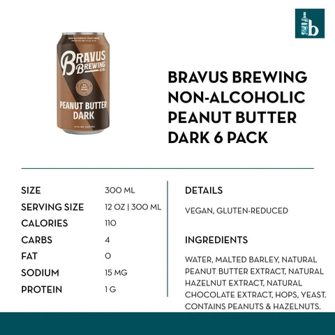 Bravus Brewing Non-Alcoholic Peanut Butter Dark (6 pack) - bardelia