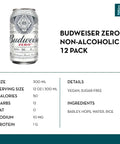 Budweiser Zero Non-Alcoholic Beer (12 pack cans) - bardelia