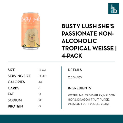 Busty Lush She's Passionate Non-Alcoholic Tropical Weisse (4 pack) - bardelia