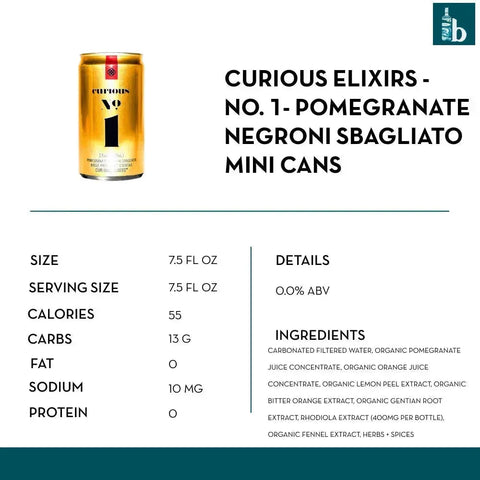 Curious Elixirs - No. 1 Alcohol-Free Pomegranate Negroni Sbagliato Mini Cans - bardelia