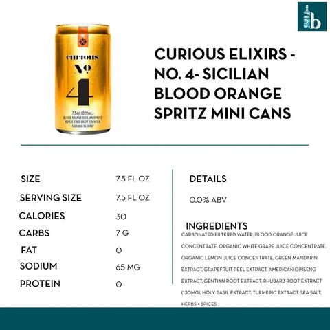 Curious Elixirs - No. 4 Alcohol-Free Sicilian Blood Orange Spritz Mini Cans - bardelia