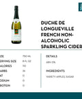 Duche de Longueville French Sparkling Non-Alcoholic Cider - bardelia