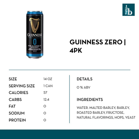 Guinness 0 Non-Alcoholic Draught (4 pack) - bardelia