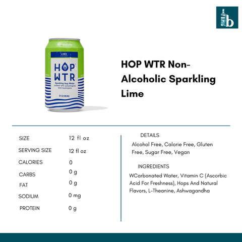 HOP WTR Non-Alcoholic Sparkling Lime - bardelia