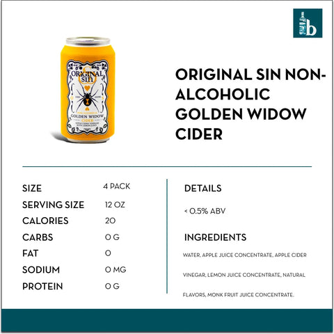 Original Sin Non-Alcoholic Golden Widow Cider - bardelia