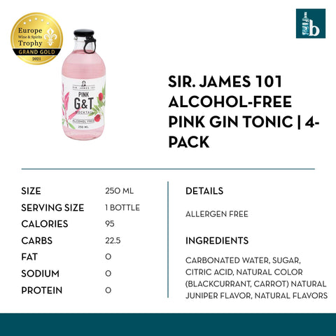 Sir. James 101 Alcohol-Free Pink Gin Tonic - bardelia