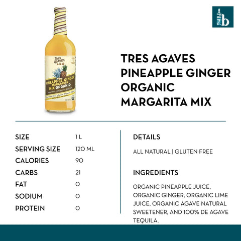 Tres Agaves Pineapple Ginger Organic Margarita Mix - bardelia