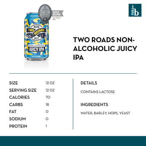 Two Roads Non-Alcoholic Juicy IPA (6 pack) - bardelia
